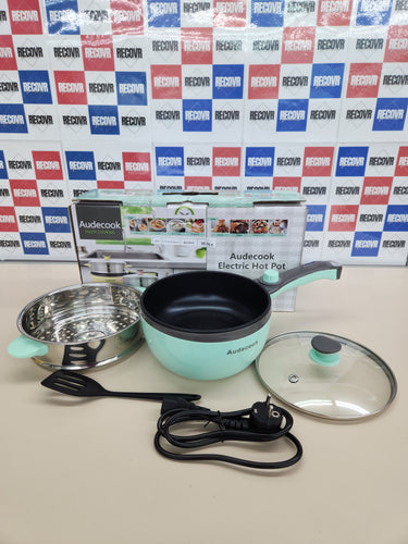 Audecook Olla eléctrica con vaporera, 20cm sartén eléctrica antiadherente, cazuela eléctrica pequeña para viajes, hotel, estudio - Verde